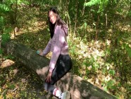 Blowjob in the woods from stepsister while walking