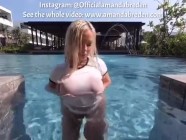 Amanda Breden - Public pool fun HD 4K
