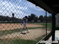 Little April Plays With Herself After A Game Of Baseball | Barbarianporno.com