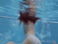 White swimsuit with tattoos babe Roxalana Cheh underwater | PORR.XXX
