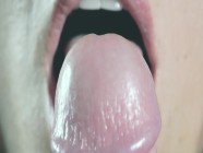 Close up sensual tongue blowjob