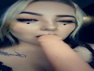 Swedish blonde with tattoos and piercings deepthroats huge Clone-A-Willy
