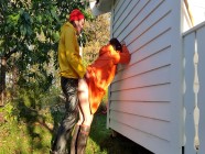 Taking girlfriend hard from behind in raincoat and rubber boots - creampie | PORR.XXX