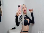 Teen slut got a huge cumshot on her face through the glory hole - Eva Elfie