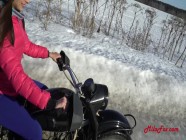 I fucked in the winter on a motorcycle. Creampie in Mila Fox outdor! | PORR.XXX