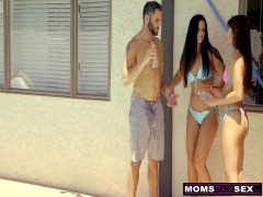 MomsTeachSex - Stepmom and Daughter Compete For Pool Boy's Cock - S6:E10 | PORR.XXX